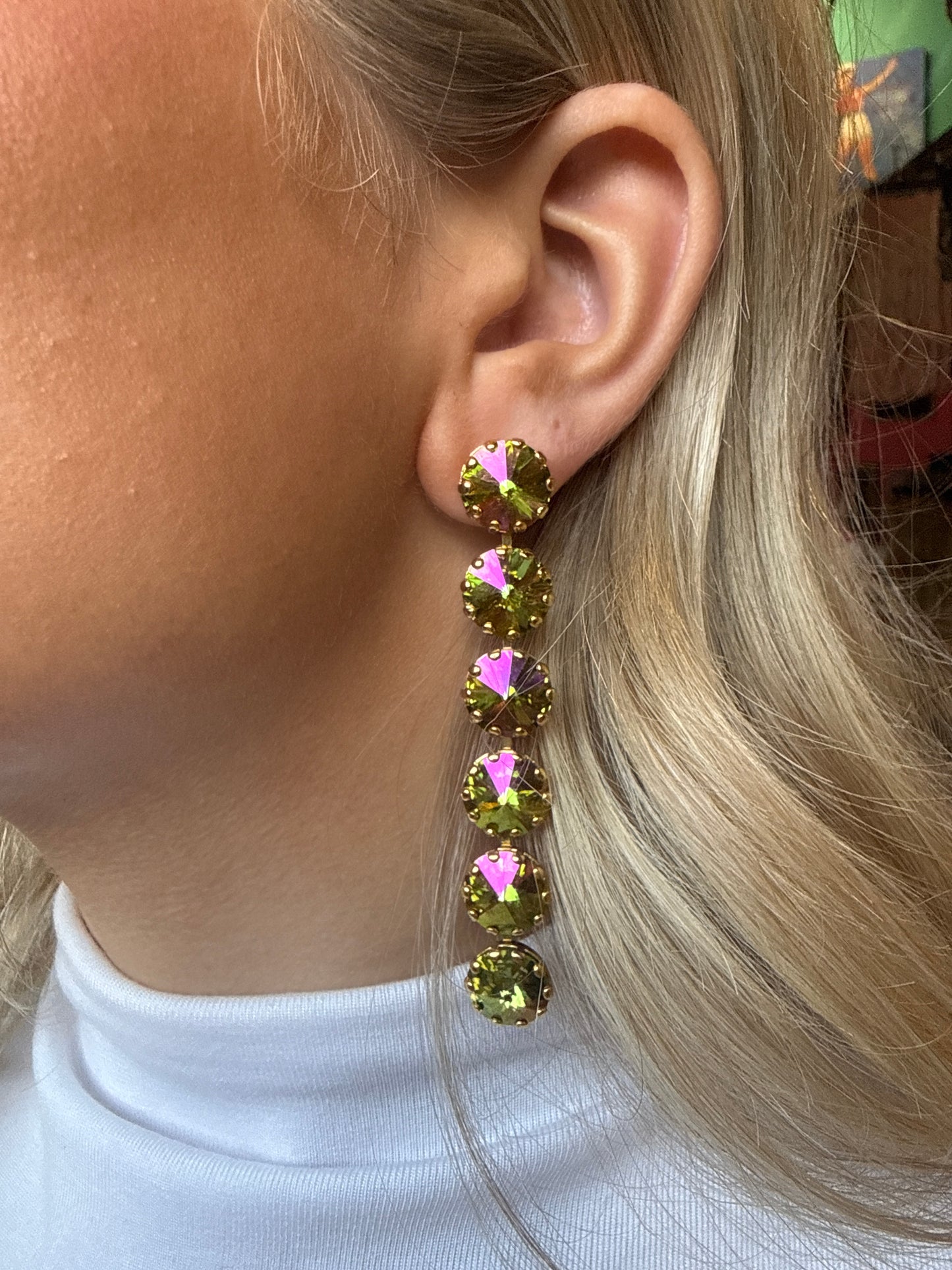 Green Iridescent  Drop Earrings