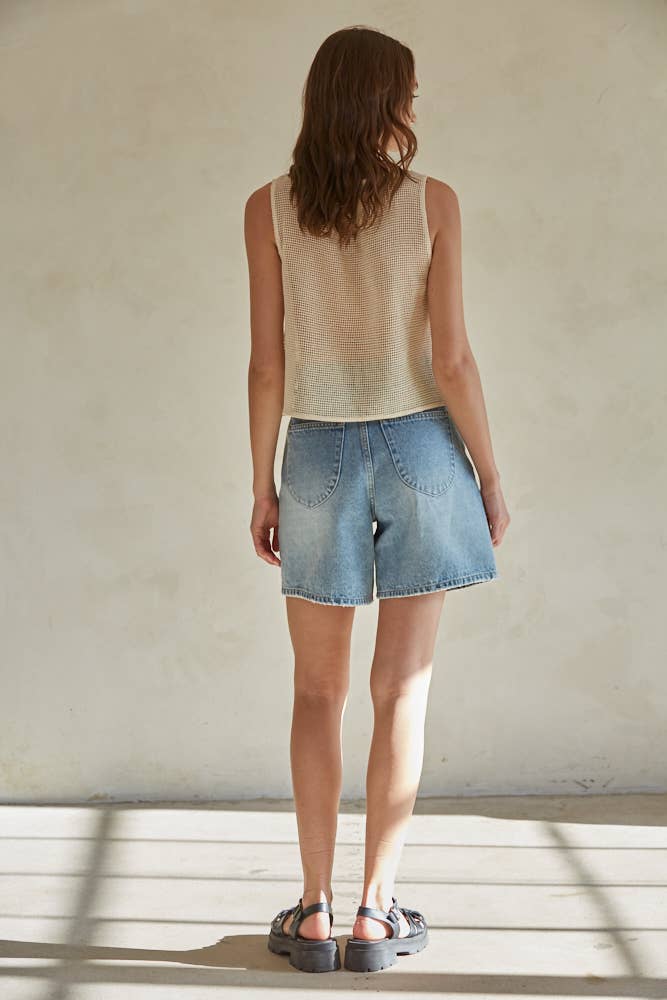 Woven Cotton Lace Floral Embroidered Tank Top