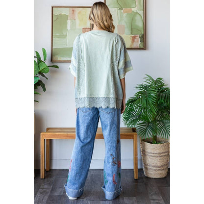 WASHED NUMBER PATCHWORK MIX MEDIA TEE