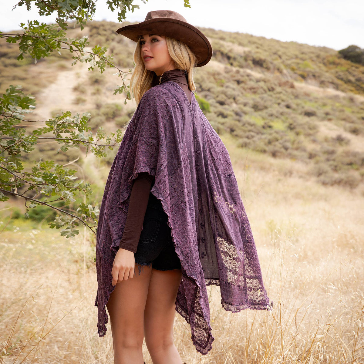 Boho Lace Embroidered V-Neck Asymmetrical Kaftan Top