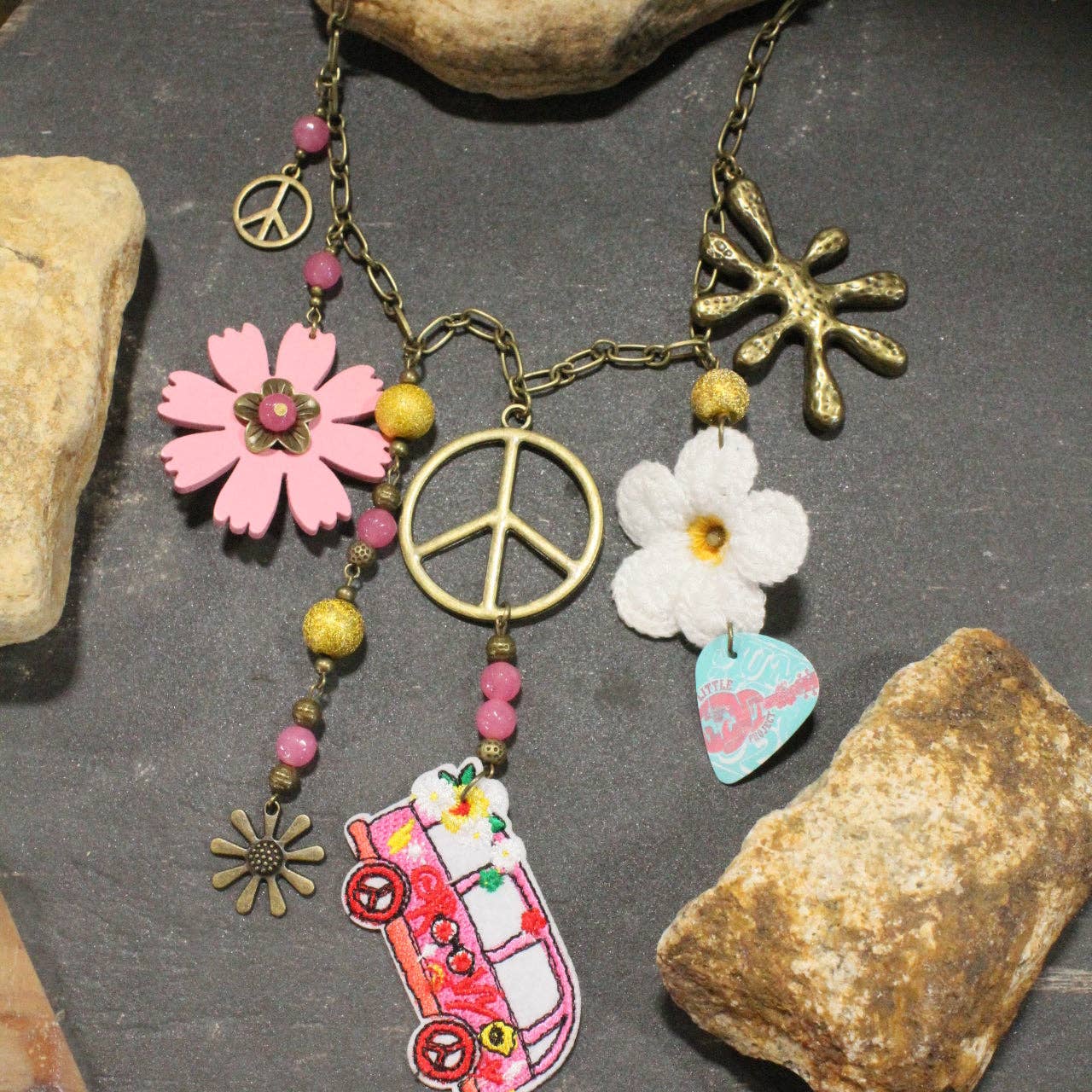 On The Road W/ The Beatles Retro Charm Necklace