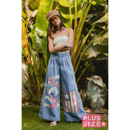 AMERICAN FLAG CHAMBRAY USA PANTS (PLUS SIZE)