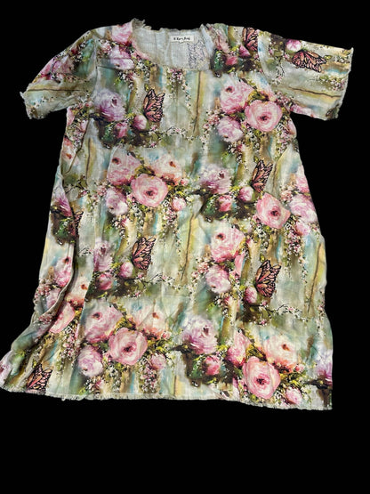 Butterfly Linen Shirt Dress