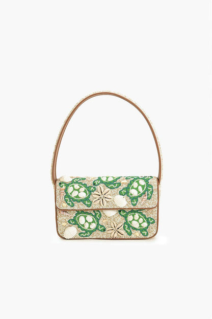 Sea Turtle Shell Beaded Shoulder Bag