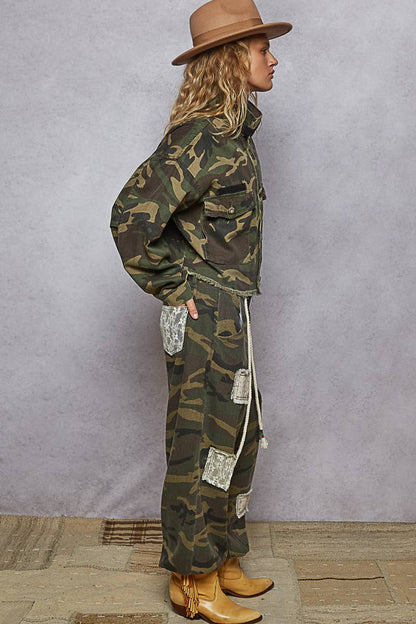 Oversized Semi-Cropped Camouflage Jacket