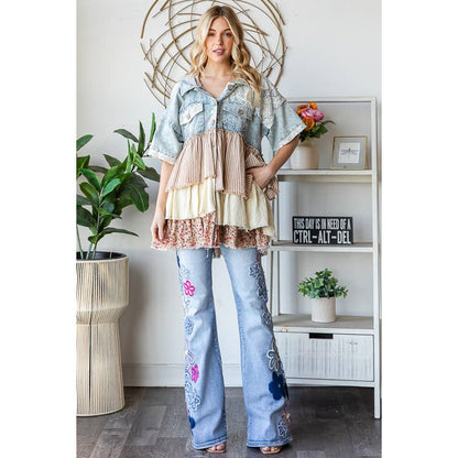 TIERED RUFFLE HOODED SHORT SLEEVE JACKET