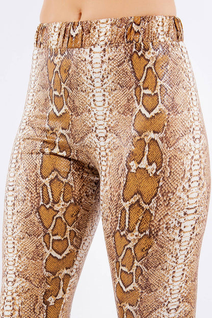 FAUX LEATHER PYTHON PRINT LEGGINGS