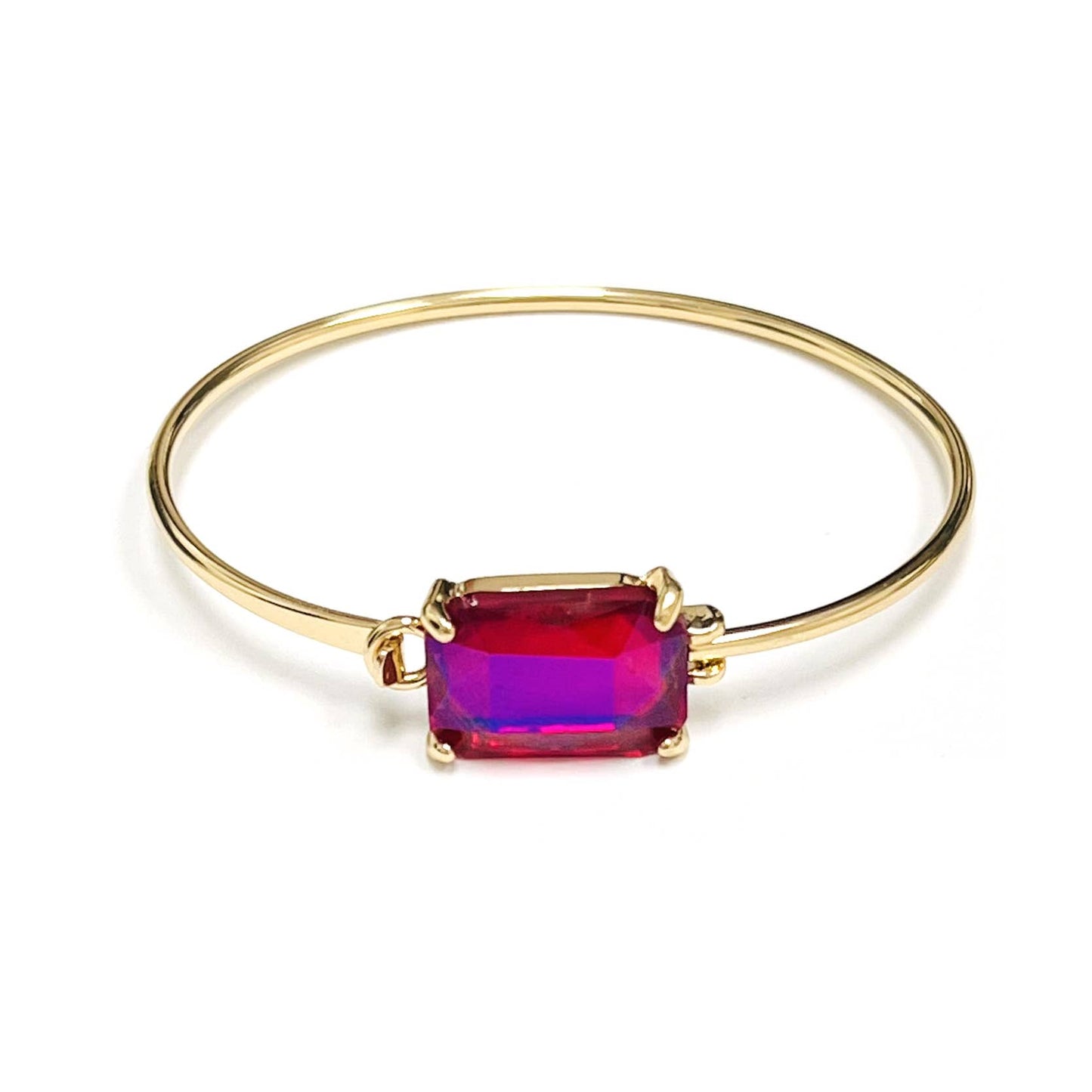 High Quality Glass Crystal Rectangle Stone Cuff Metal Bangle