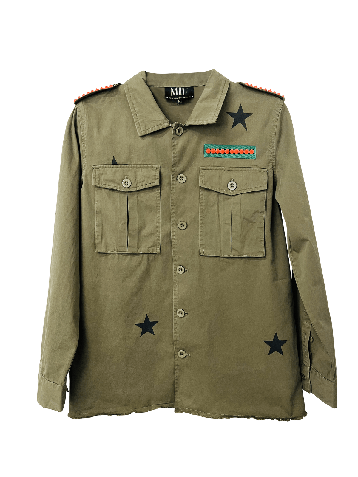 Tiger Face Army Green Shacket