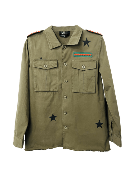 Tiger Face Army Green Shacket