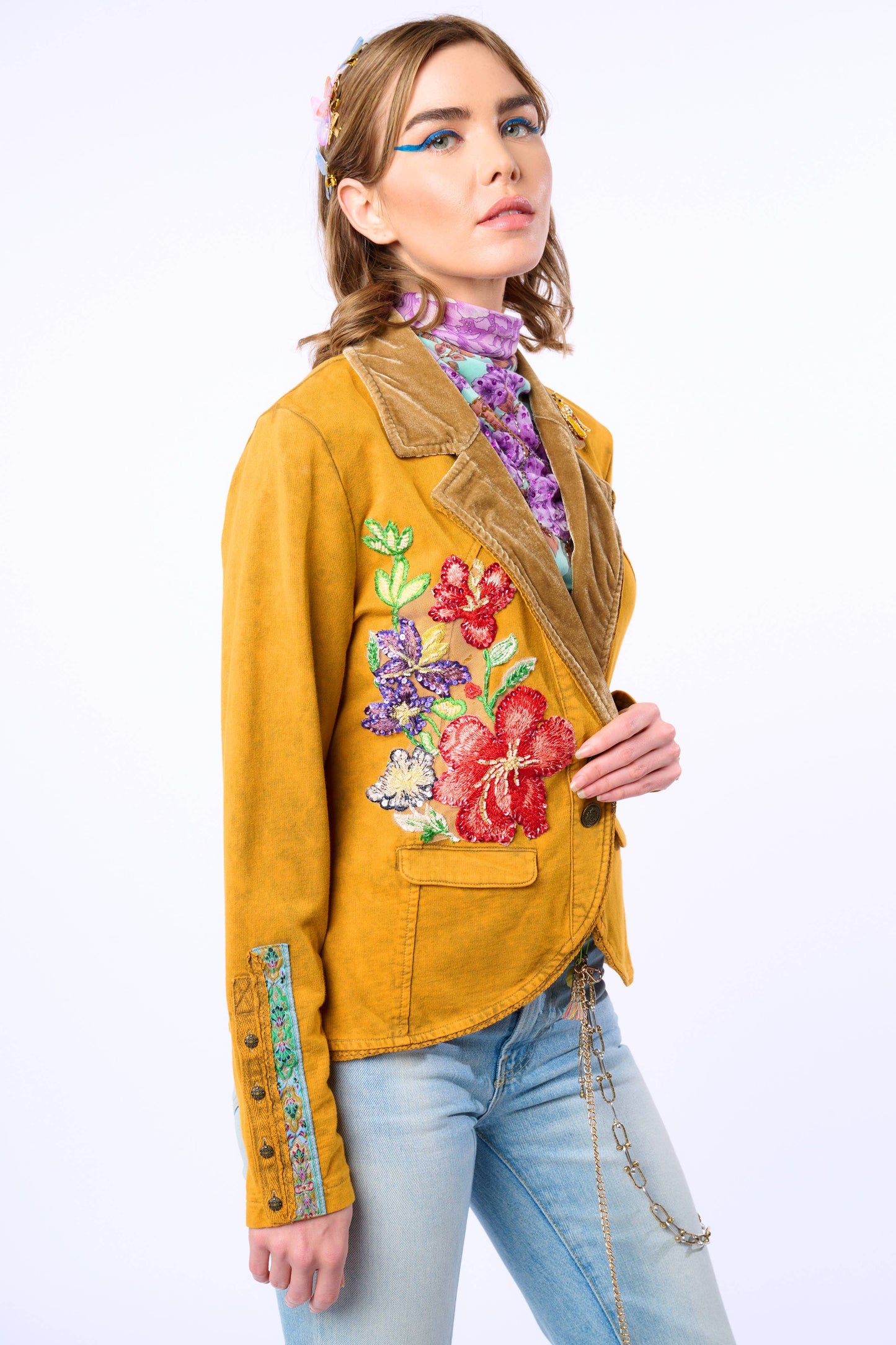 Juliet French Terry Blazer | Hand-beaded Jacket | Button-Up
