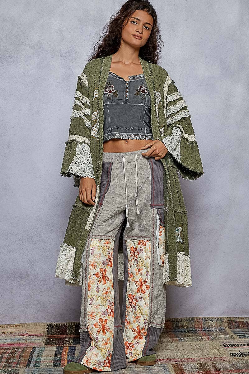 Vintage Peace Sign Long Cardigan/Duster