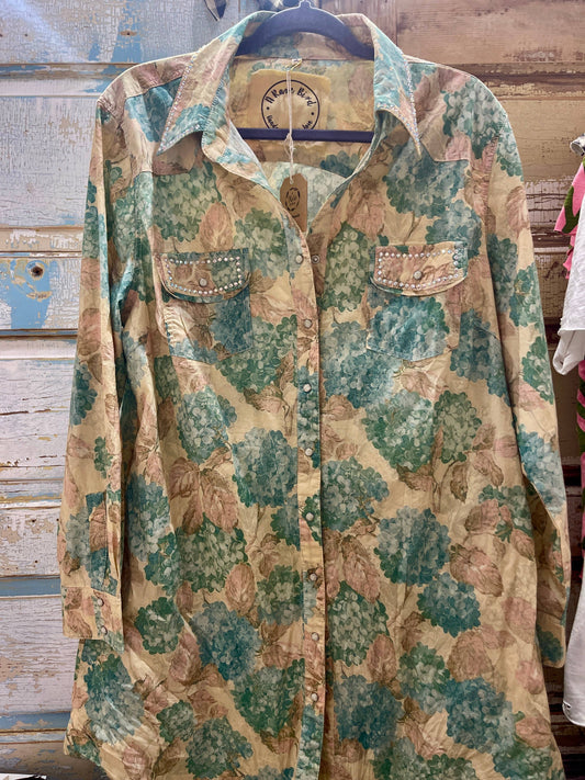 Hydrangea Snap Front Dress Tunic Blouse