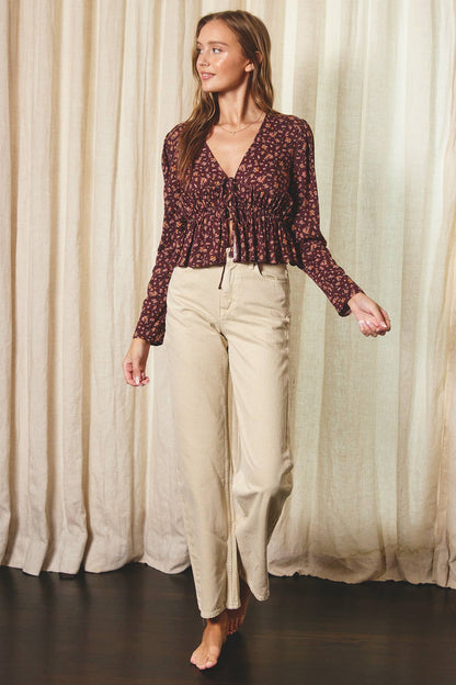 Sunrise Tie Detail Peplum Top