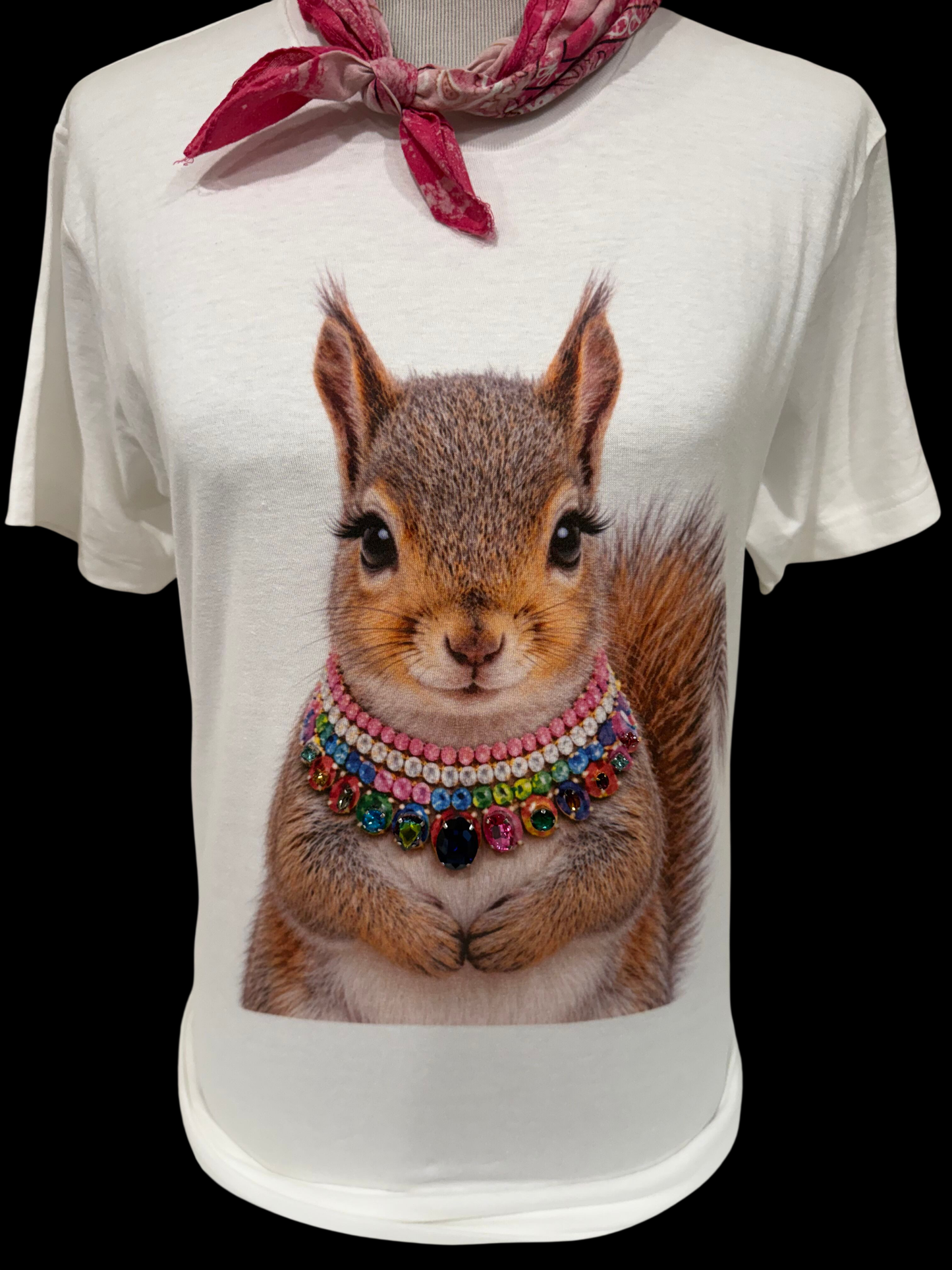 Jeweled Collar Squirrel on White OR Natural Crew