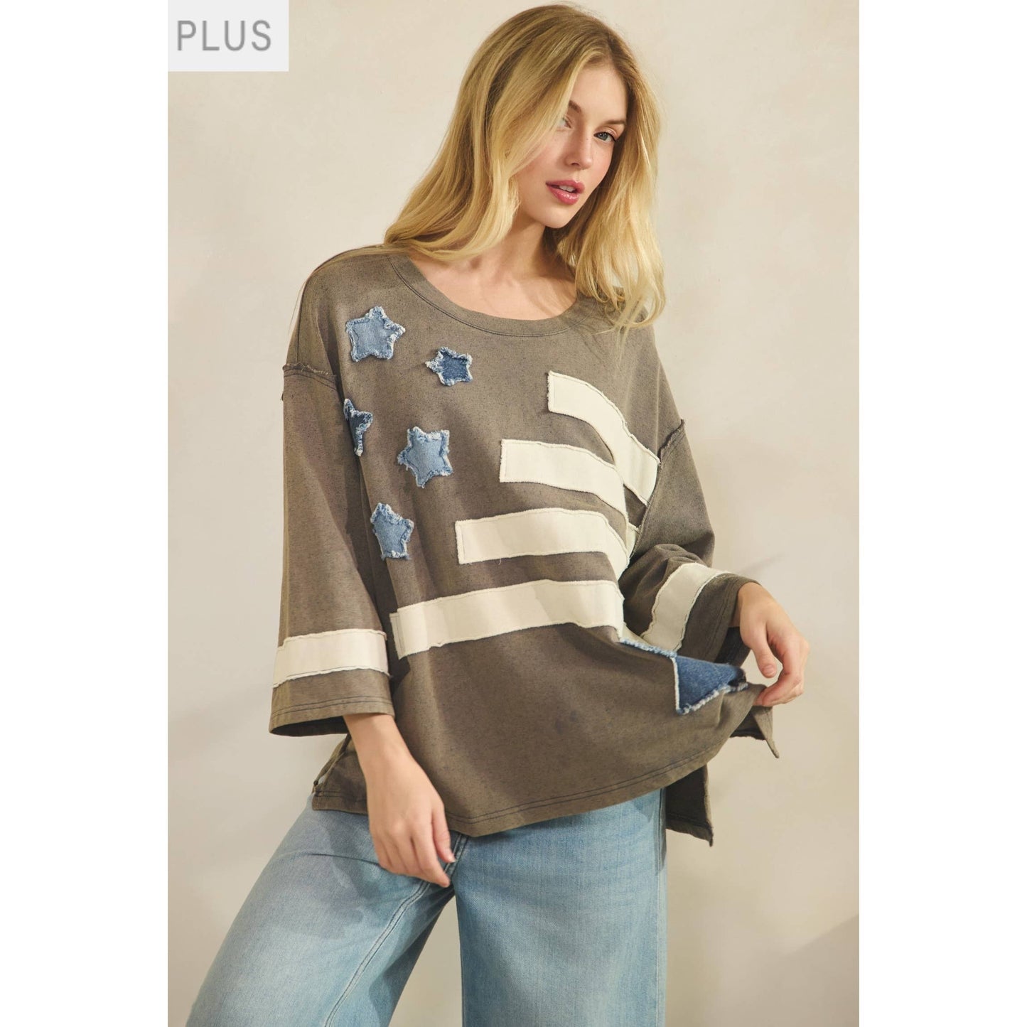 STAR SPANGLED OVERSIZED SWEATSHIRT PLUS SIZE