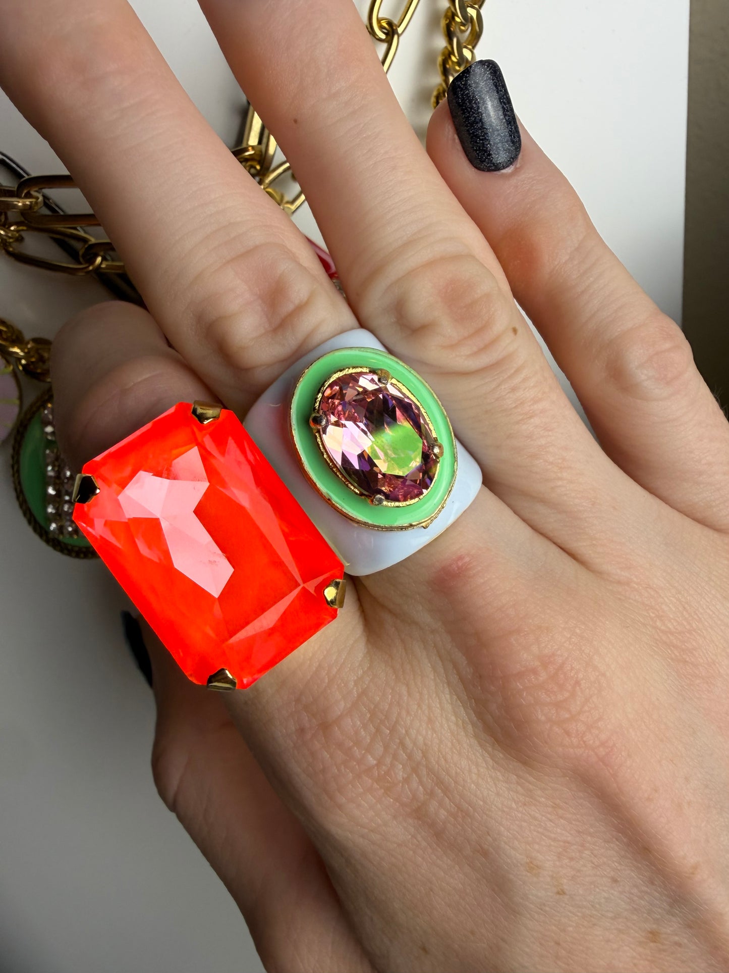 MEGA DAKOTA RING IN LIGHT BLUE ENAMEL