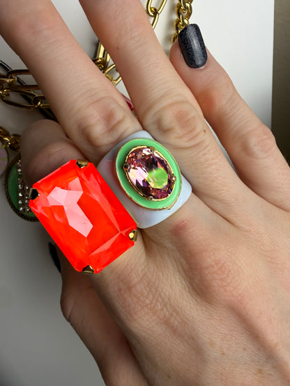 MEGA DAKOTA RING IN LIGHT BLUE ENAMEL