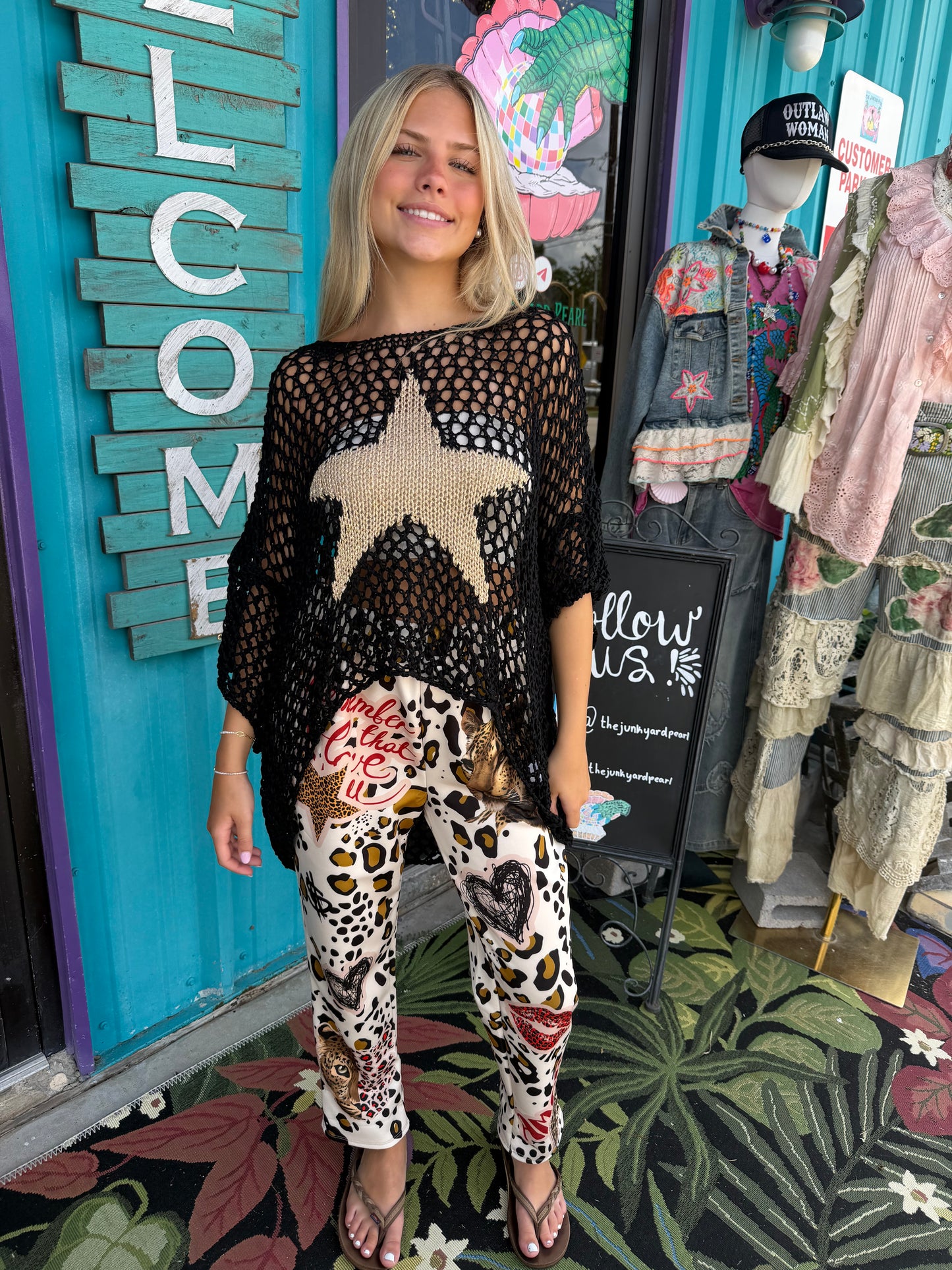 Italian Cream Leopard Love Graphic Sweatpants