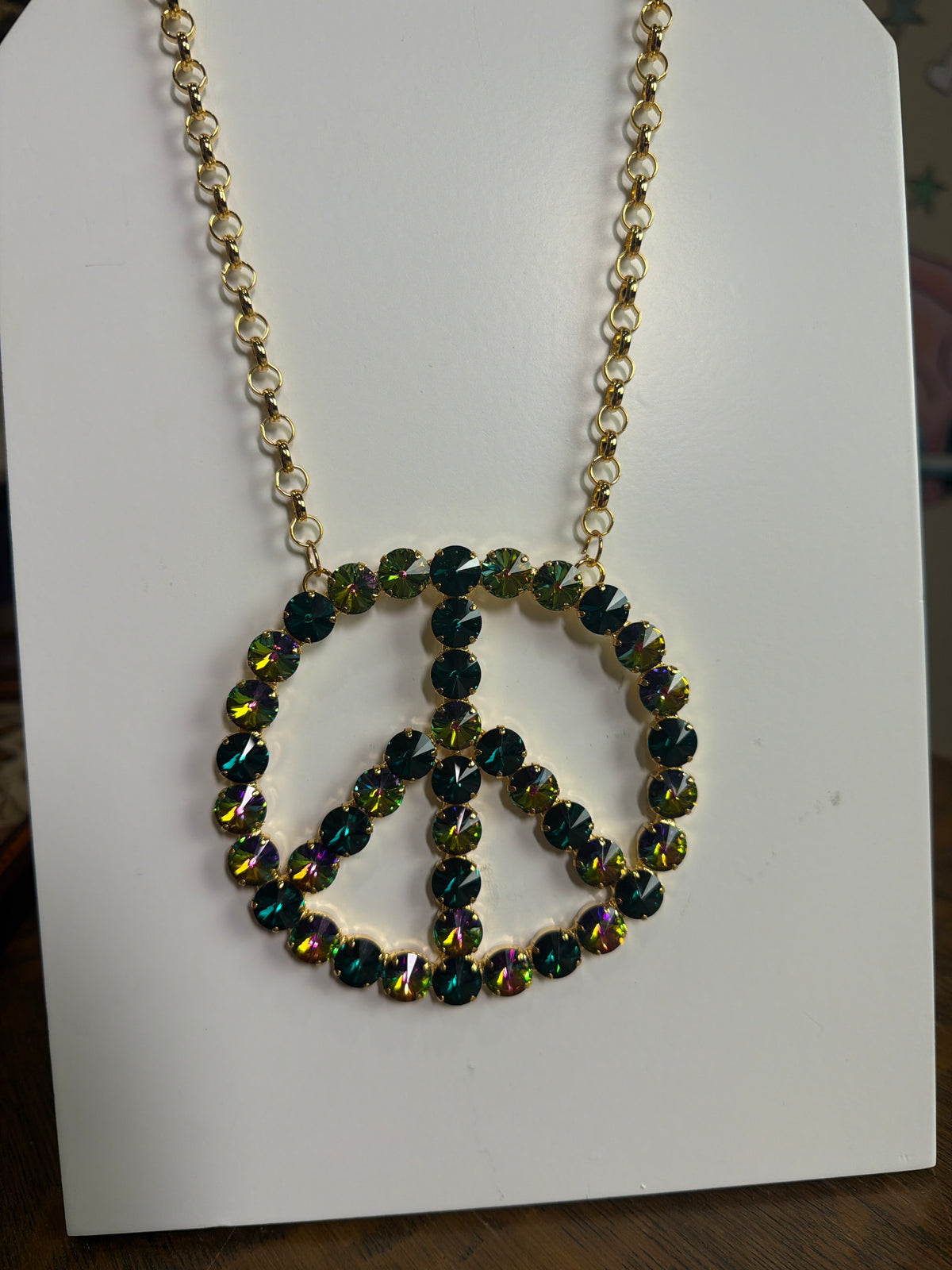WETSTONE: PEACOCK STRUT Peace Sign Necklace