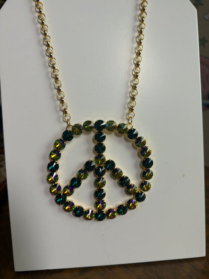 WETSTONE: PEACOCK STRUT Peace Sign Necklace