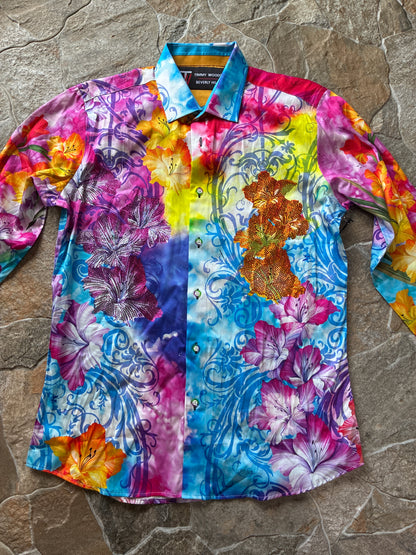 Watercolor Florals Button Down Top