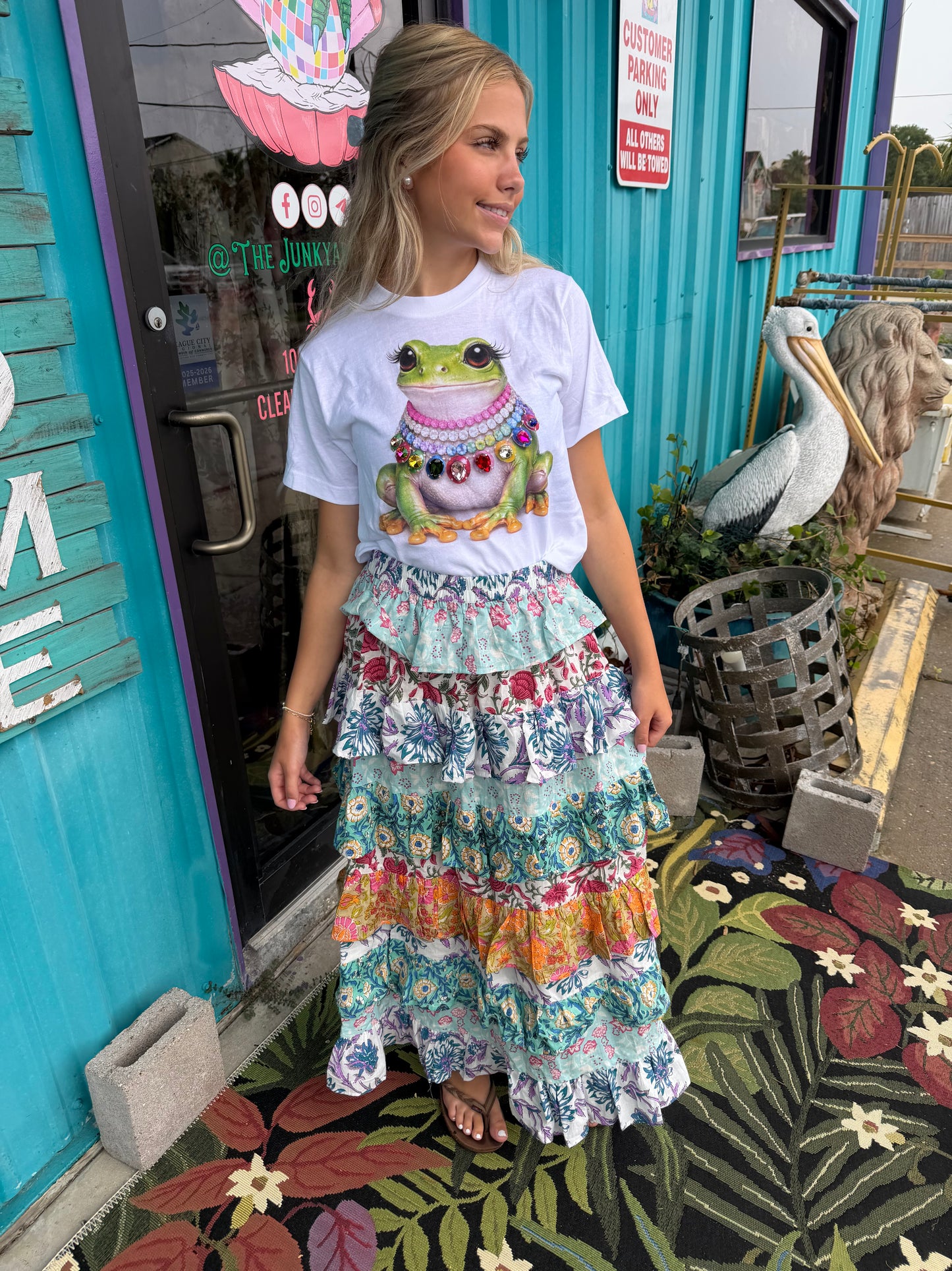 Colorful Tiered Ruffle Maxi Skirt
