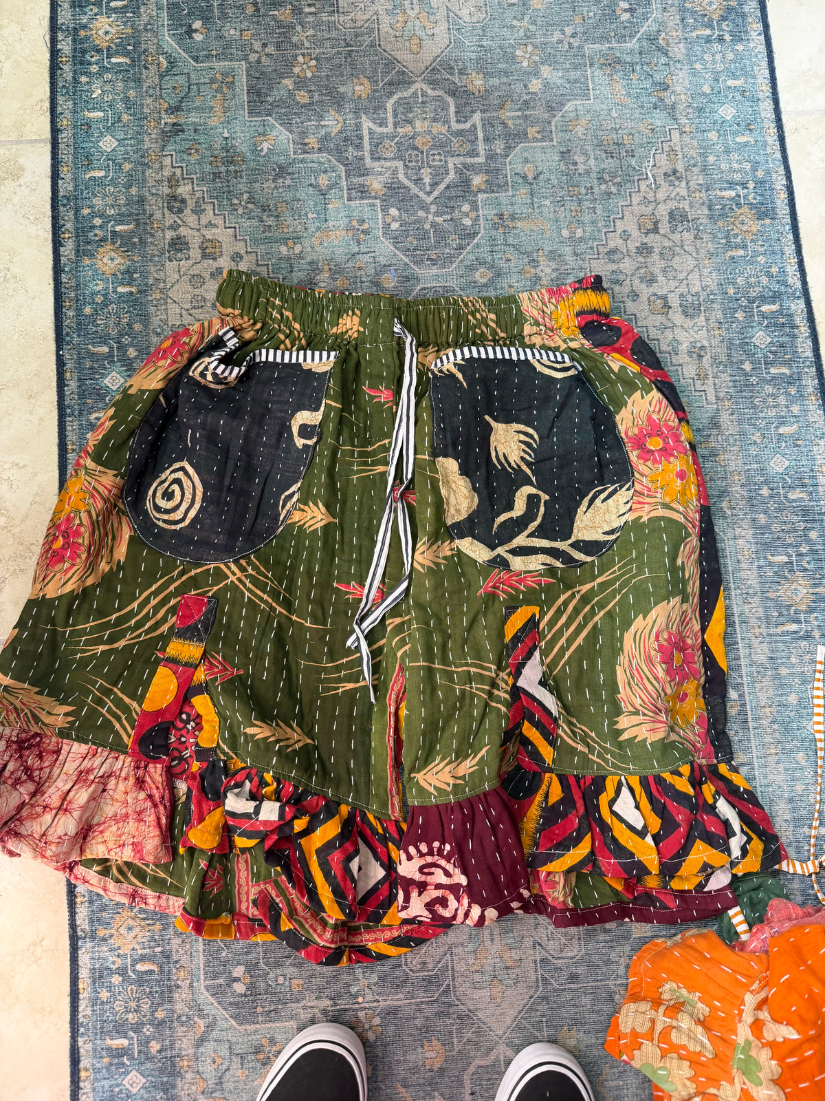 Sahara patchwork slit shorts