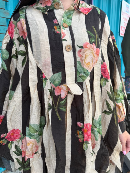 Floral Striped Long Sleeve Blouse