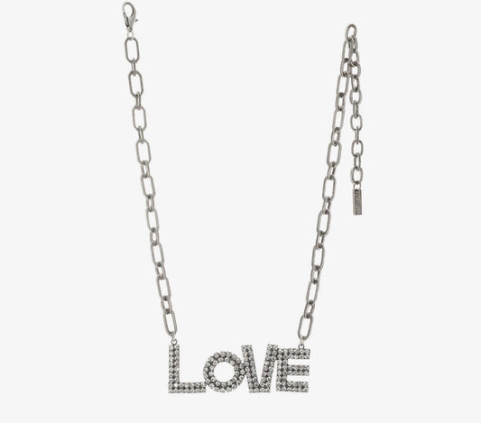 LA LA LOVE Necklace antique silver/Clear