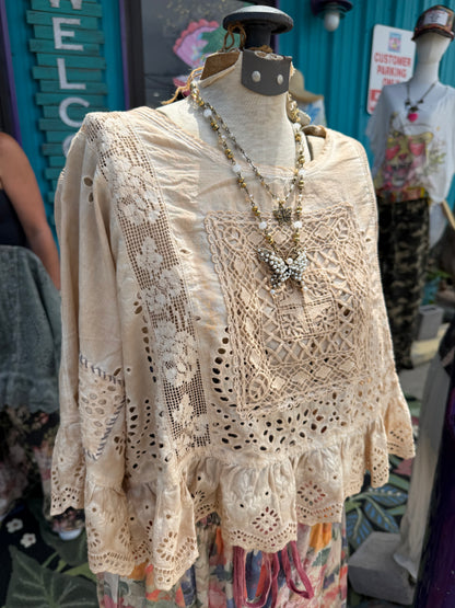 Charcoal Green Eyelet Blouse