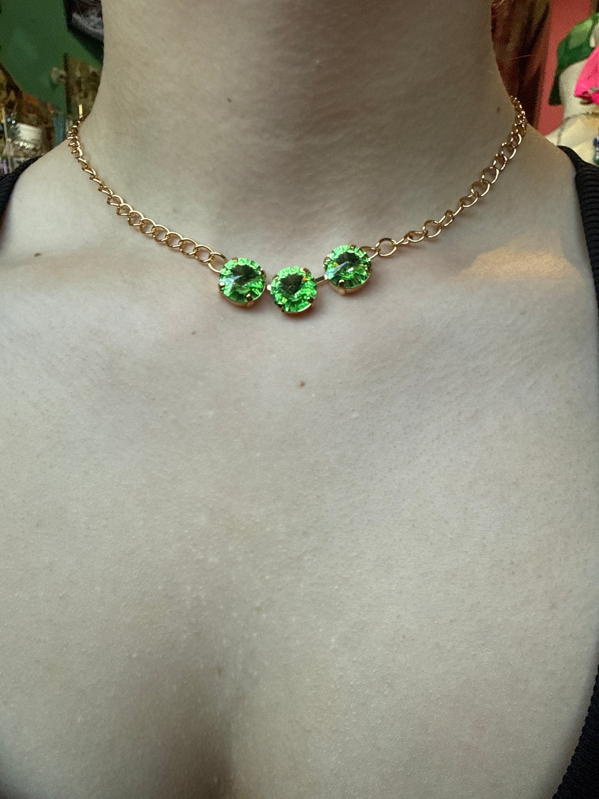 WETSTONE:Lime green Pond Pearls Necklace