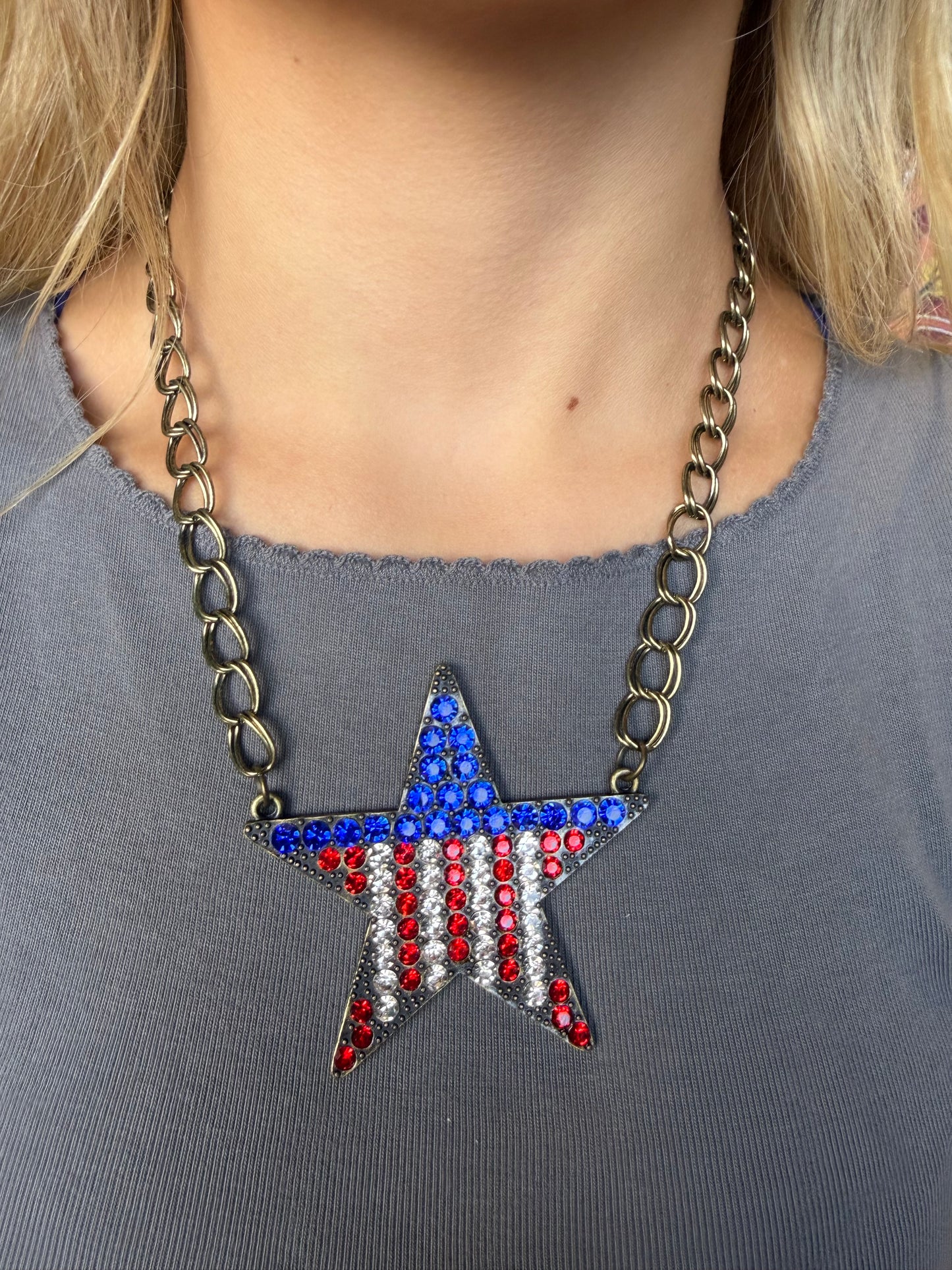 BRASS AMERICANA STAR NECKLACE