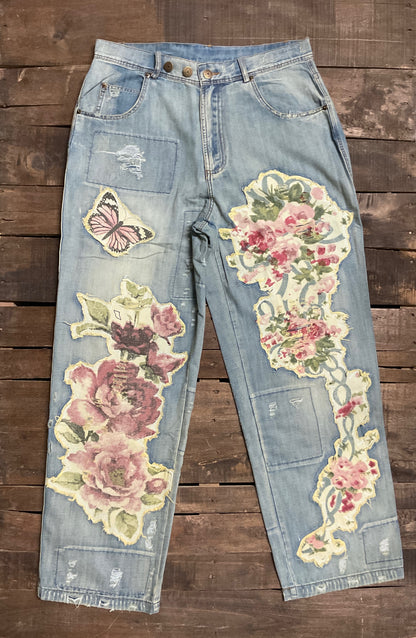 JADED GYPSY FLORAL APPLIQUE JEANS
