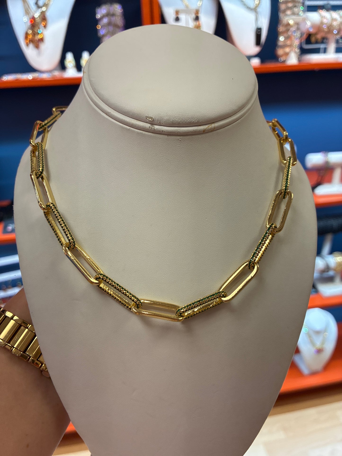 Green Emil 3 Link Necklace