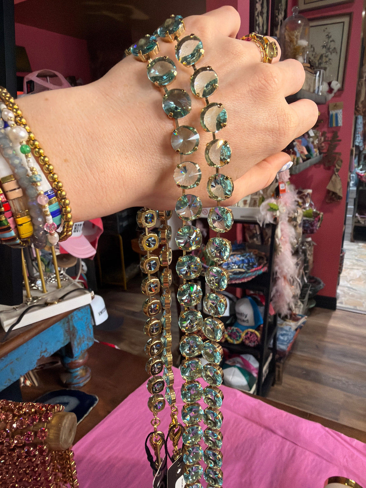 Celia Necklace in Aqua Bohemia Unfoiled