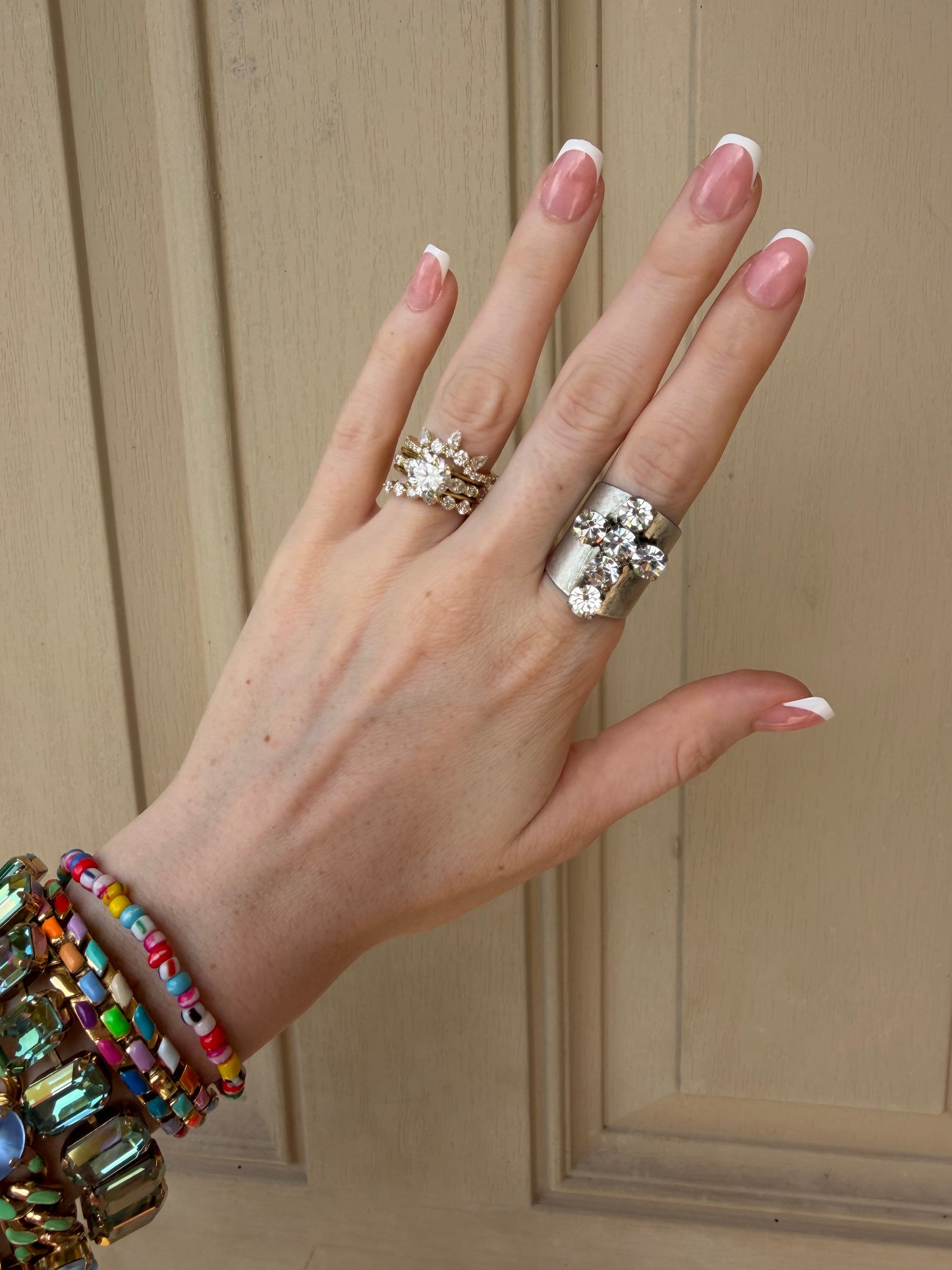 Silver and Clear Cross Ring