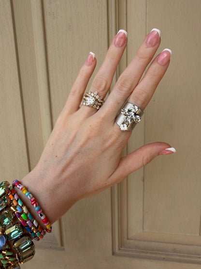 Silver and Clear Cross Ring