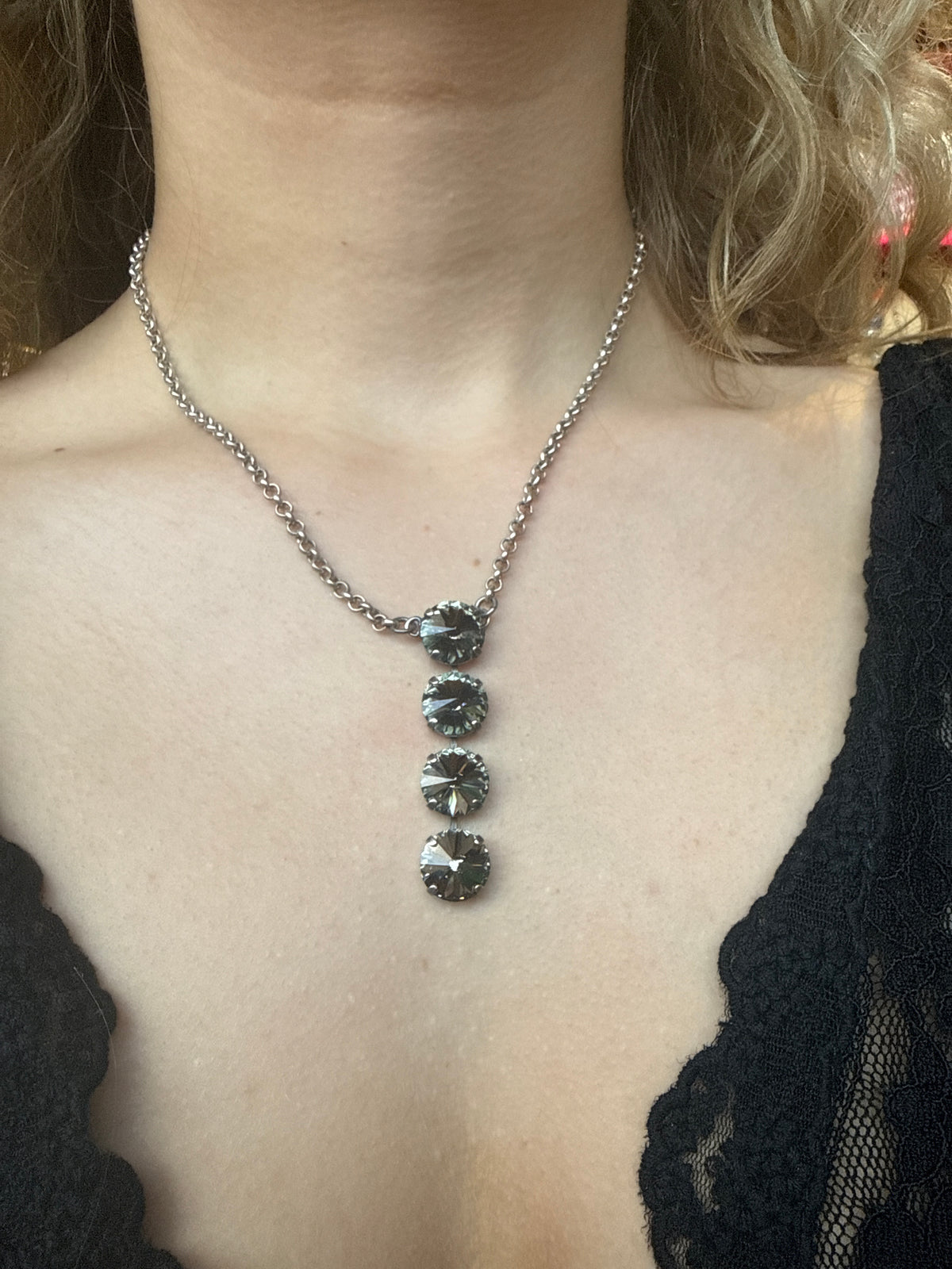 WETSTONE: Silver Night Darker Noir Drop Necklace