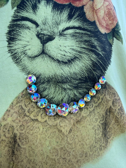 Yellow Cat T-Shirt Swarvoski Rhinestone T-Shirt