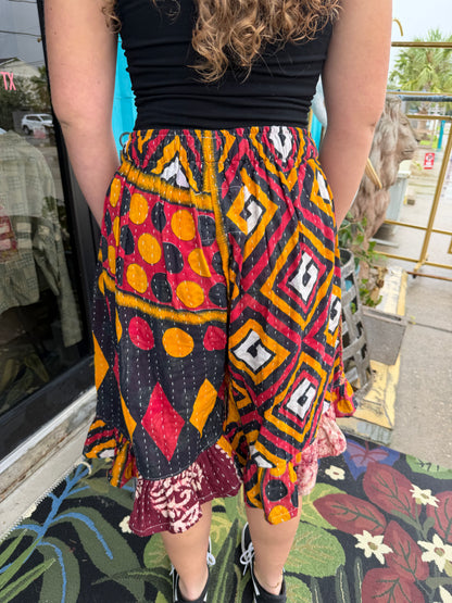 Sahara patchwork slit shorts
