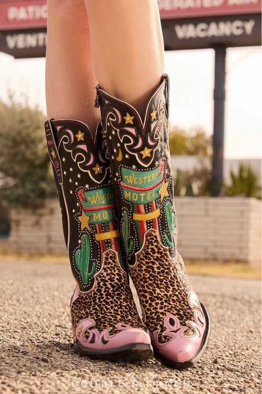Double D Ranch x Old Gringo Best Western Animal Print Black & Pink Boots