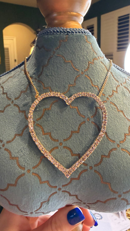 OPEN HEART NECKLACE GOLD/CLEAR