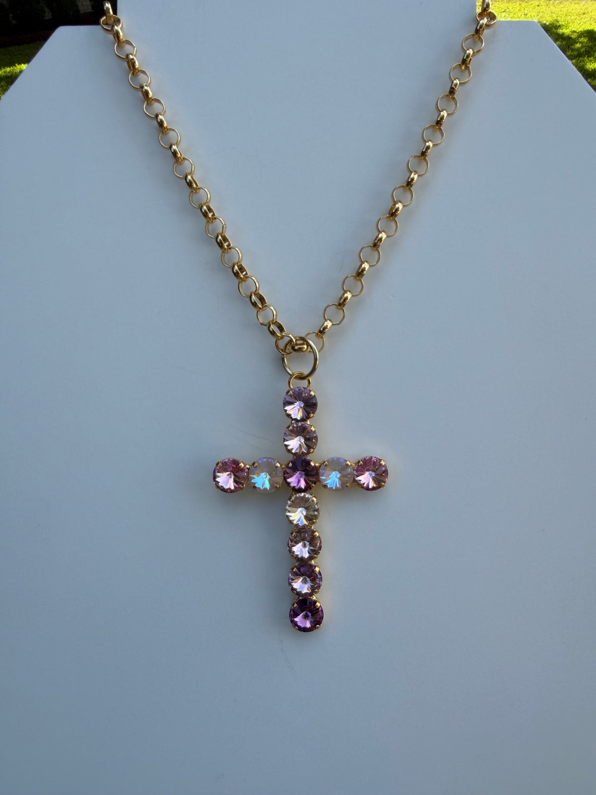 WETSTONE: Amethyst Silk 3” Cross Necklace