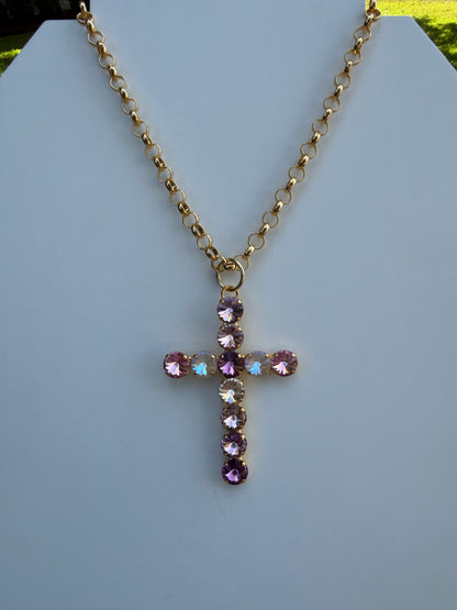 WETSTONE: Amethyst Silk 3” Cross Necklace