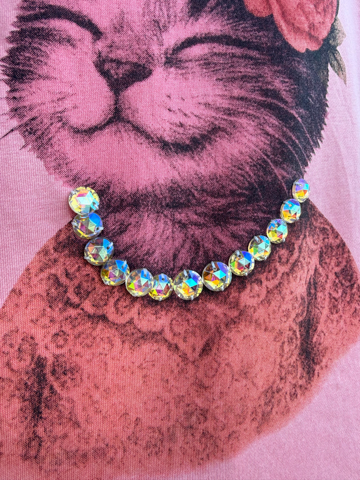 Pink Cat T-Shirt Swarvoski Rhinestone T-Shirt