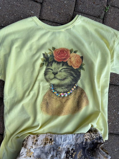 Yello Cat T-Shirt Swarvoski Rhinestone T-Shirt