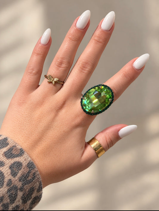 WETSTONE: light green with dark green trim Liz Taylor Ring