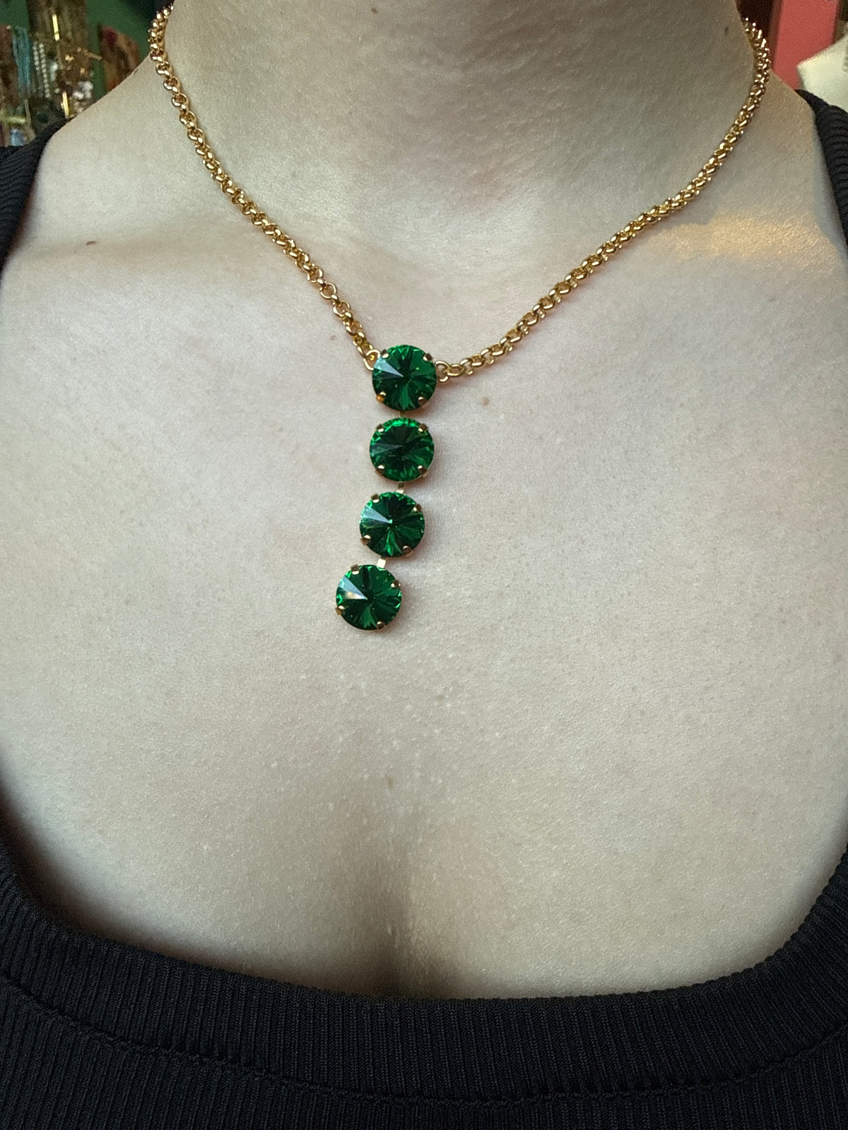 WETSTONE: emerald green Noir Drop Necklace