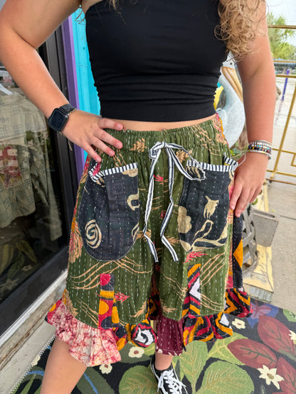 Sahara patchwork slit shorts